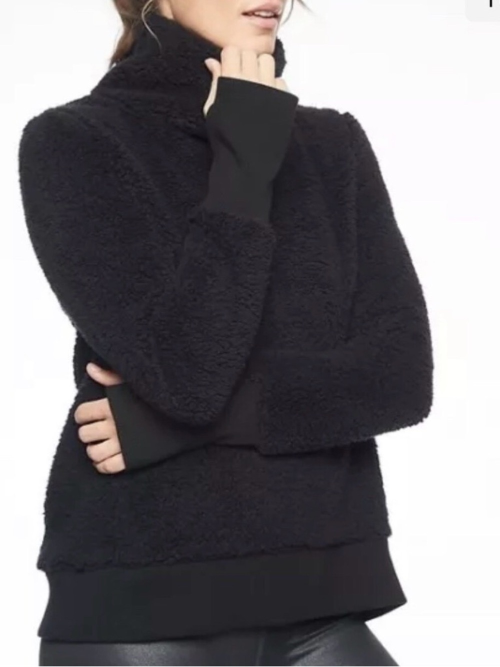 Athleta Nirvana Black Sherpa Funnel Neck Sweater